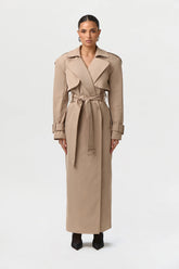Twill Trench Long Coat