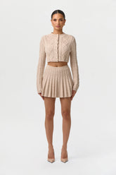 Cable Knit Pleated Mini Skirt