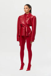 Vegan Leather Cropped Trench Jacket