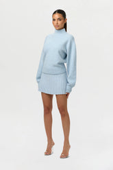 Pleated Knit Sweater Mini Skirt