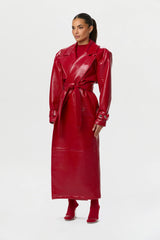 Vegan Leather Croc Trench Coat