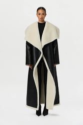 Vegan Leather Sherpa Coat